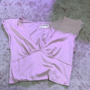 We The Free Women's Light Pink V-Neck Crop Top
